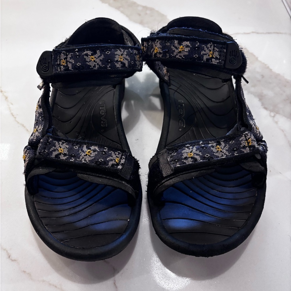 Teva Black and Blue Sport Sandals with Adjustable Straps (Missing Bottom Sole)